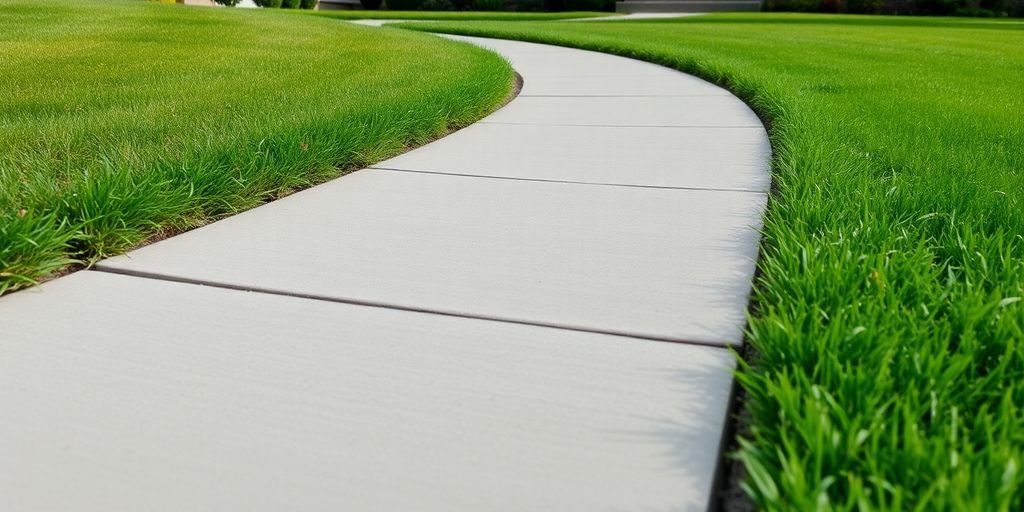 Freshly poured concrete sidewalk in Lawrence, KS.